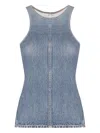 Rag & Bone Denim-effect Racerback Top In Blue