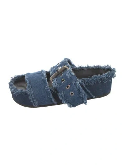 Pre-owned Rag & Bone Denim Raw-edge Trim Sandals In Blue