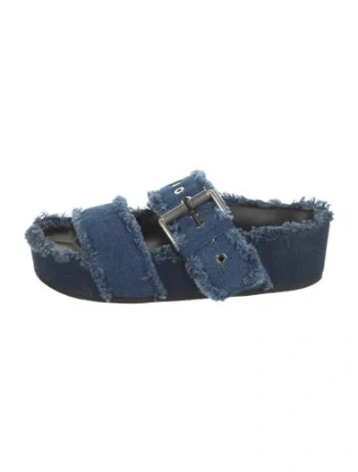 Pre-owned Rag & Bone Denim Raw-edge Trim Slides In Blue