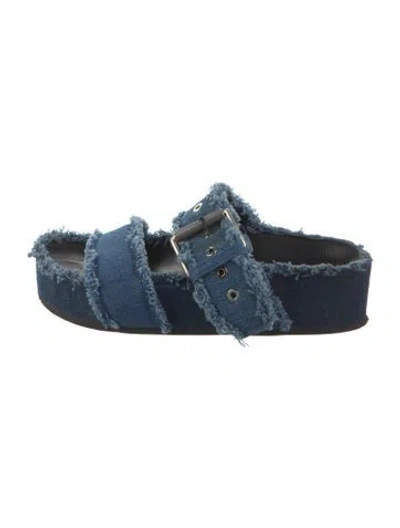 Pre-owned Rag & Bone Denim Raw-edge Trim Slides In Blue