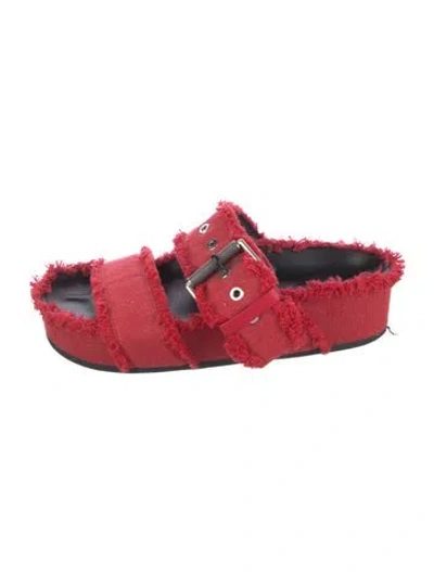 Pre-owned Rag & Bone Denim Raw-edge Trim Slides In Red