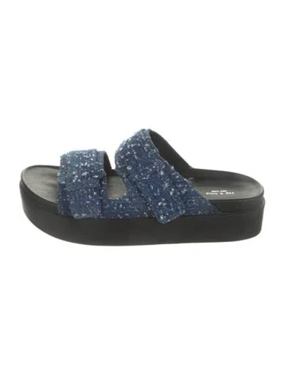 Pre-owned Rag & Bone Denim Tweed Pattern Slides In Blue