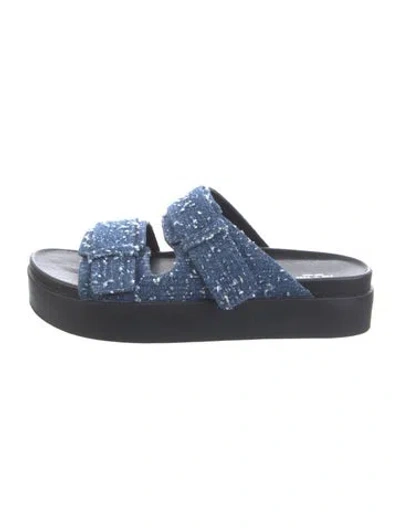 Pre-owned Rag & Bone Denim Tweed Pattern Slides In Blue