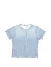 Rag & Bone Denim-print Panelled T-shirt In Blue
