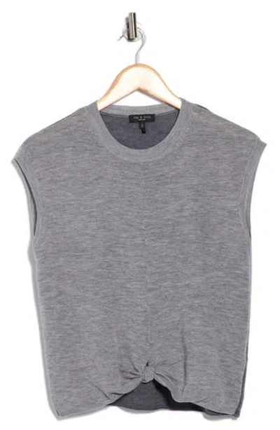 Rag & Bone Dennis Twist Front Wool Sleeveless Sweater In Gray