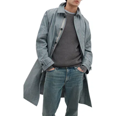 Rag & Bone Devin Water Resistant Check Trench Coat In Blue