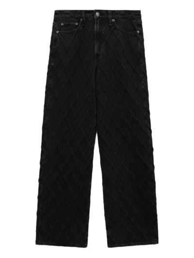 Rag & Bone Diamond-pattern Jeans In Black