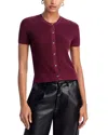 Rag & Bone Dina Crewneck Cardigan Sweater In Burgundy