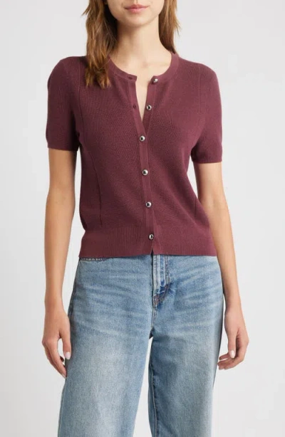 Rag & Bone Dina Short Sleeve Cardigan In Brown