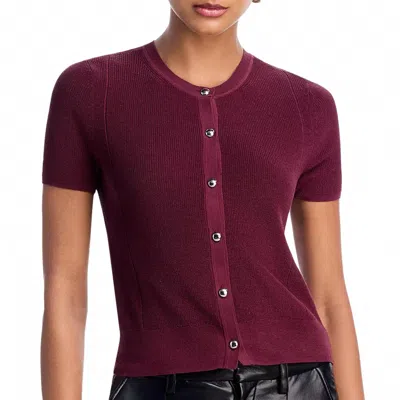 Rag & Bone Dina Short Sleeve Cardigan In Prune In Burgundy