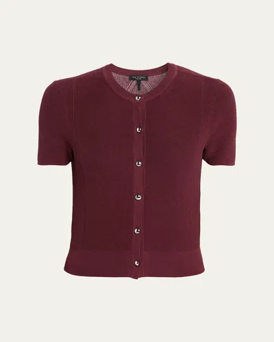 Rag & Bone Dina Short-sleeve Cardigan In Red