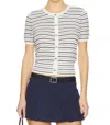 Rag & Bone Dina Stripe Short Sleeve Cardigan In Ivory Multi In White