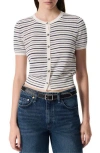 Rag & Bone Dina Stripe Short Sleeve Cardigan In Multi