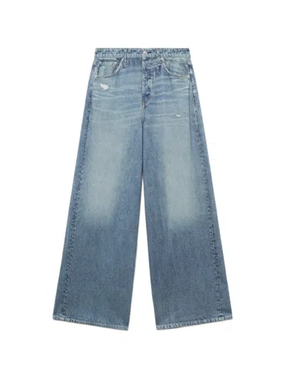 Rag & Bone Distressed Wide-leg Denim In Blue