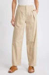Rag & Bone Donovan Pleated Wide Leg Twill Pants In Brown