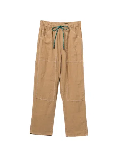 Rag & Bone Drawstring Contrast-stitch Trousers In Brown