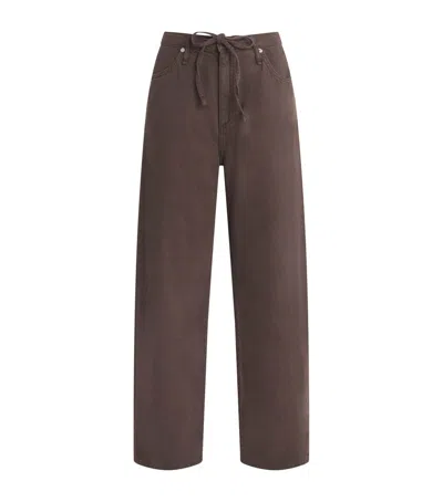 Rag & Bone Drawstring Phoebe Wide-leg Jeans In Brown