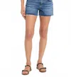 Rag & Bone Dre Raw Hem Low Rise Boyfriend Denim Shorts In Cannon In Blue