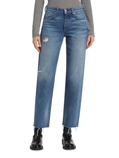 Rag & Bone Dre Raw Hem Low Rise Baggy Jeans In Blue
