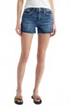 Rag & Bone Dre Raw Hem Low Rise Boyfriend Denim Shorts In Cannon In Blue
