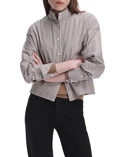 Rag & Bone Dustin Cotton Poplin Shirt In Olive Stripe