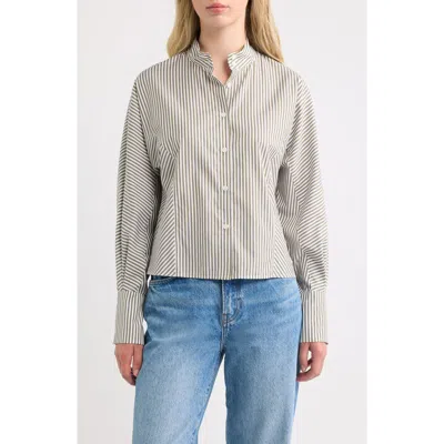 Rag & Bone Dustin Striped Cotton Poplin Shirt In Gray