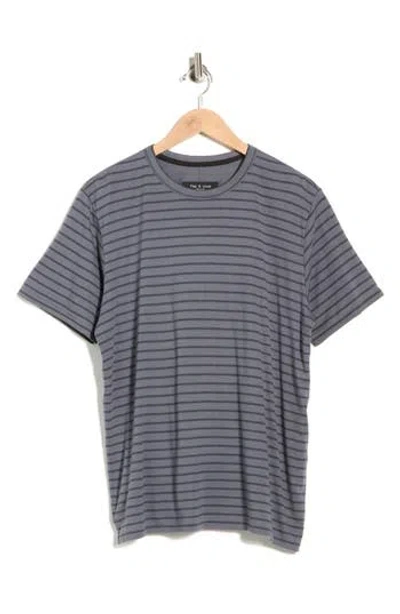 Rag & Bone Edmund Stripe Cotton Blend T-shirt In Gray