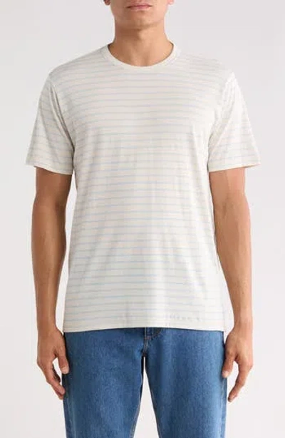 Rag & Bone Edmund Stripe Cotton Blend T-shirt In Sky/ Cream