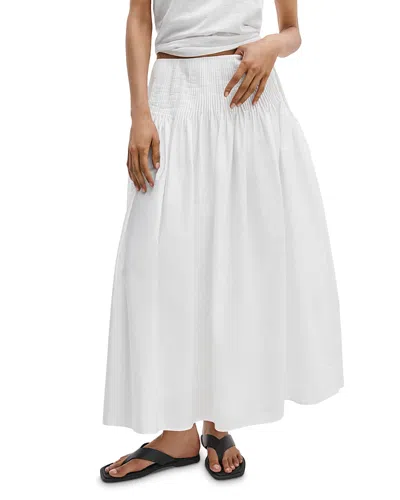 Rag & Bone Elena Pintucked Poplin Skirt In White
