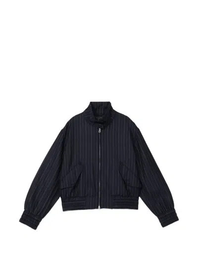Rag & Bone Eliza Pinstripe-pattern Bomber Jacket In Blue