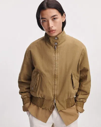 Rag & Bone Eliza Canvas Bomber Jacket In Gold
