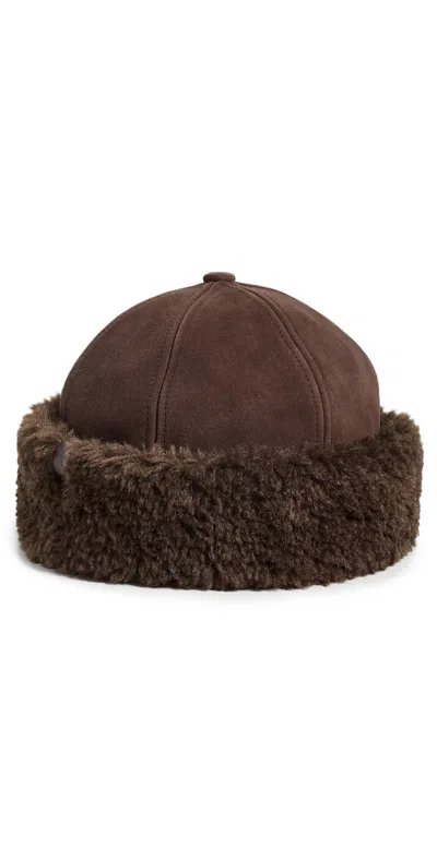 Rag & Bone Elle Sherpa Cap Dark Chocolate Suede