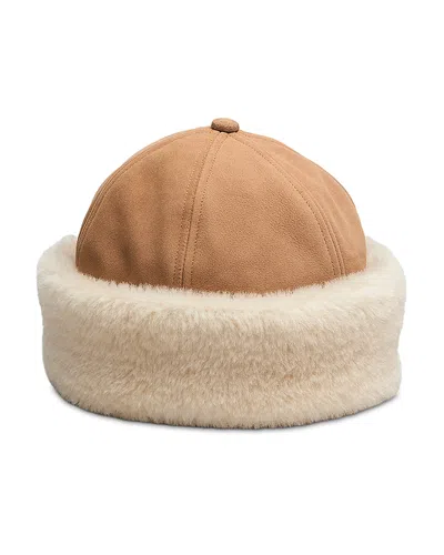 Rag & Bone Elle Suede & Faux Shearling Cap In Brown