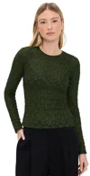 Rag & Bone Ellie Lace Long Sleeve Tee Army In Brown