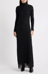 Rag & Bone Ellie Lace Long Sleeve Turtleneck Maxi Dress In Black