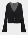 Rag & Bone Ellie Open-knit V-neck Cardigan In Black