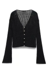 Rag & Bone Ellie Open-knit V-neck Cardigan In Black