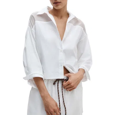 Rag & Bone Elly Short Sleeve Shirt In White
