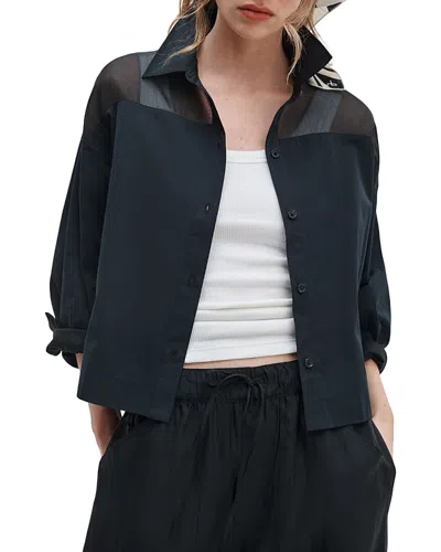 Rag & Bone Elly Crop Button-up Shirt In Black
