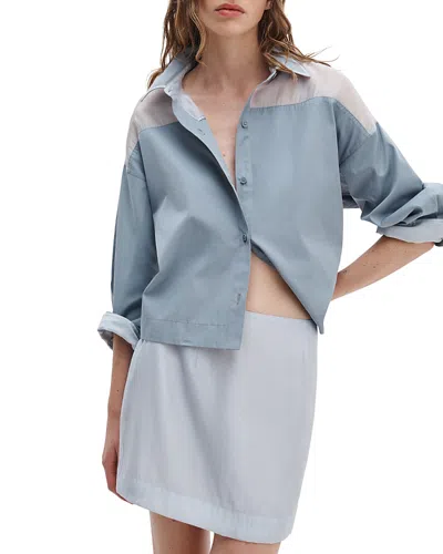 Rag & Bone Elly Crop Button-up Shirt In Blue