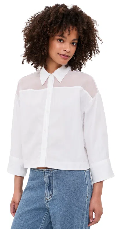 Rag & Bone Womens White Elly Sheer-panel Cotton Shirt