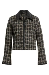 Rag & Bone Eloise Faux Leather Trim Tweed Jacket In Black