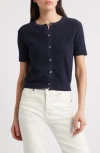 Rag & Bone Eloise Short Sleeve Waffle Cardigan In Black