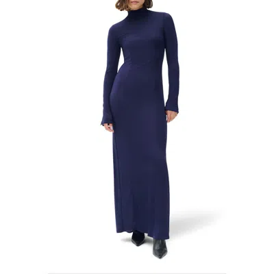 Rag & Bone Elsa Metallic Long Sleeve Knit Maxi Dress In Blue