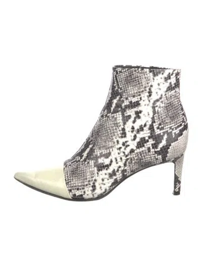 Pre-owned Rag & Bone Embossed Leather Animal Print Boots In Gray