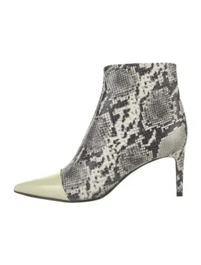 Pre-owned Rag & Bone Embossed Leather Animal Print Boots In White