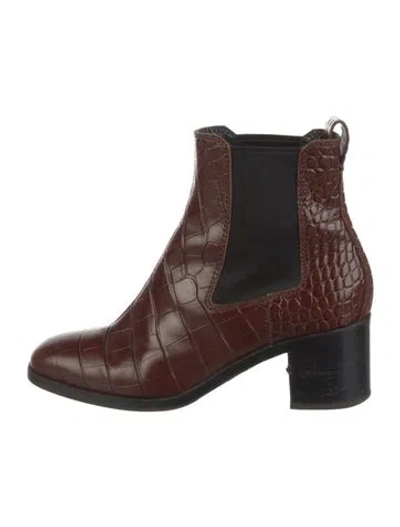 Pre-owned Rag & Bone Embossed Leather Animal Print Chelsea Boots In Brown