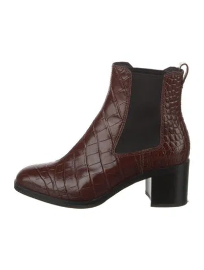 Pre-owned Rag & Bone Embossed Leather Animal Print Chelsea Boots In Brown