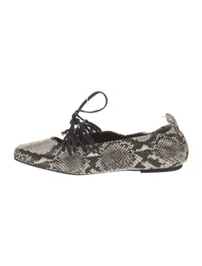 Pre-owned Rag & Bone Embossed Leather Animal Print Flats In Gray