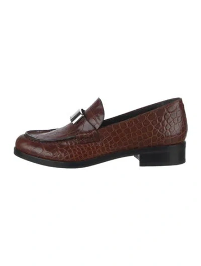 Pre-owned Rag & Bone Embossed Leather Animal Print Loafers In Brown